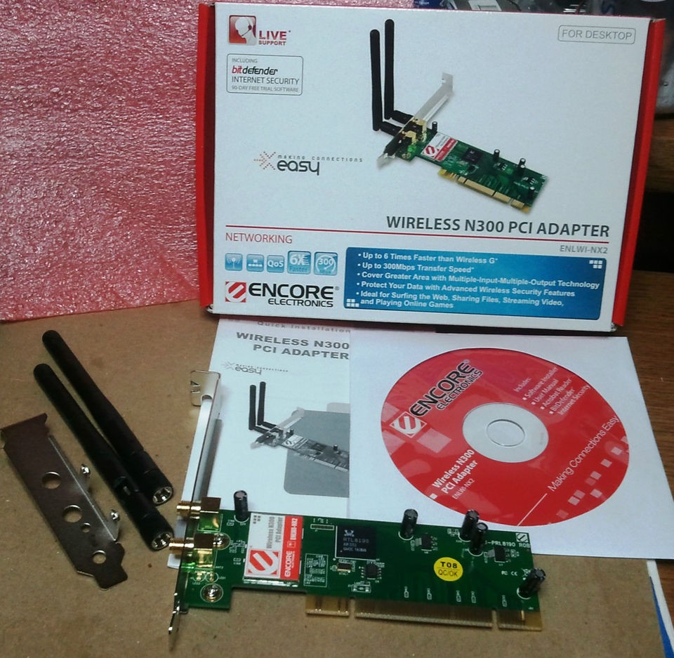 Wireless PCI N 300 Card w/ Realtek RTL8190 chipset, Std & Low Profile 