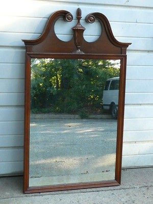 ANTIQUE TRADITIONAL CHIPPENDALE OPEN ARCH SOLID MAHOGANY WALL MIRROR