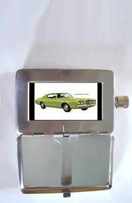 1972 MERCURY MONTEGO 2 DOOR HARDTOP RETRO AD 2oz Flask Cigarette Case 