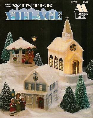 NEW WINTER VILLAGE IN PLASTIC CANVAS PATTERN LEAFLET RARE AND HTF