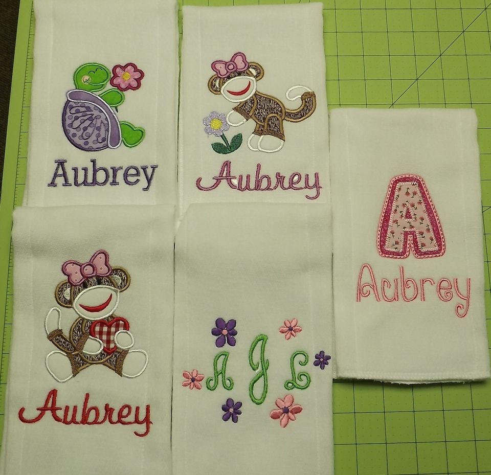 Set of 2 Personalized Baby Burp Cloths   Great Baby Shower Gifts