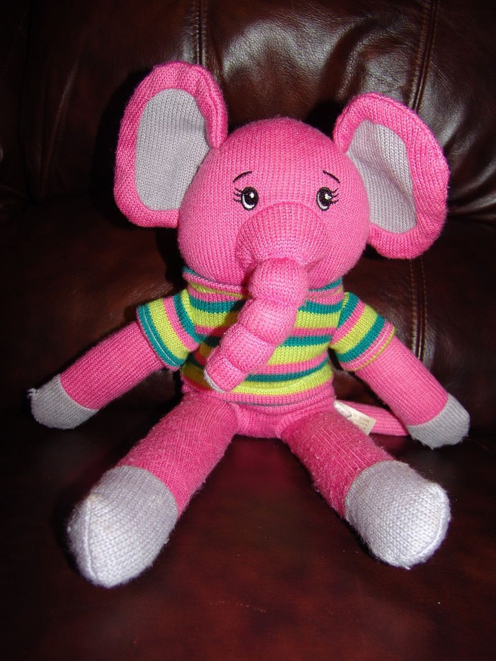 Dan Dee Collectors Choice Pink Elephant Wearing a Sweater Sock Doll 