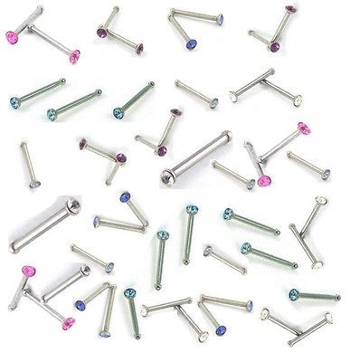  316L Surgical Steel Rhinestone Nose Stud Stainless Ring Body Piercing