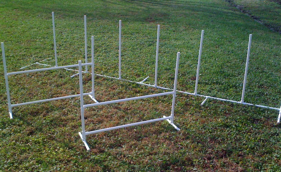 Dog Agility Equipment Beginner Set 6 Weave Poles + 2 Jumps