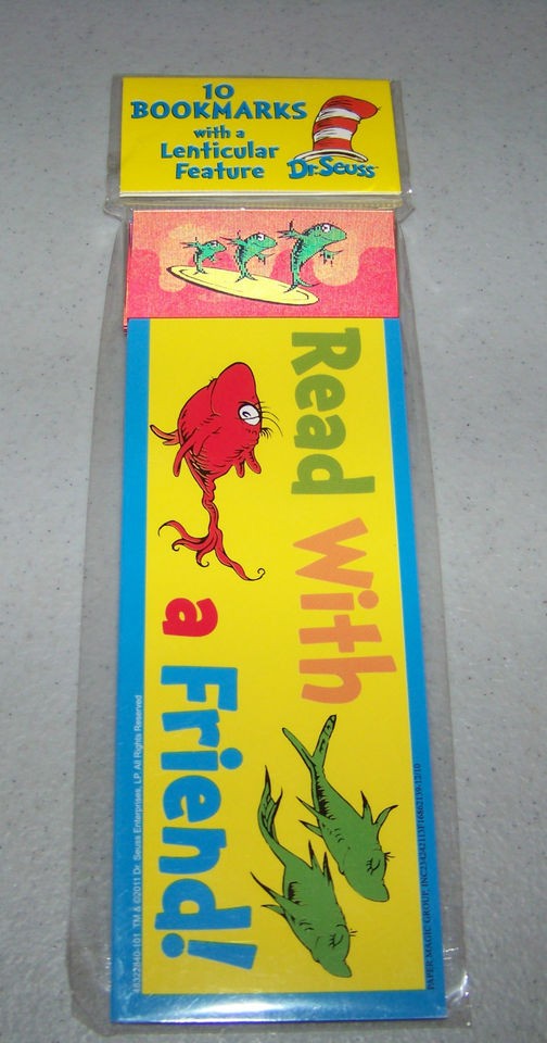10 DR SEUSS Cat In The Hat ONE FISH TWO FISH Party Favors BOOKMARKS