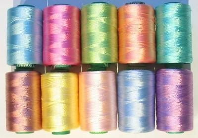 NEW 10 LARGE PASTEL SHADES RAYON MACHINE Embroidery THREAD THREADS 2