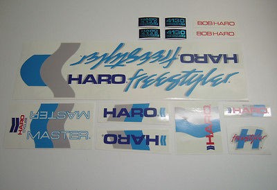 VINTAGE BMX HARO MASTER 1985 decals stickers set (blue and grey stripe 