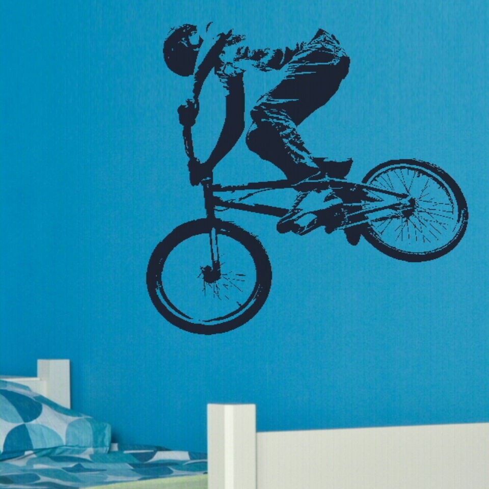 BMX PUSH BIKE pushbike boys bedroom Wall art Stickers kids childrens 