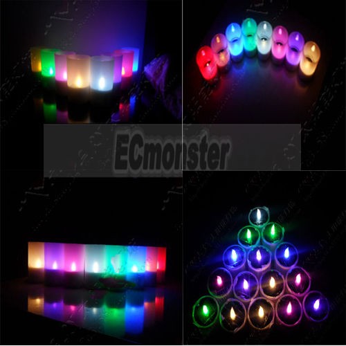 New Solar Energy Plastic LED Light Candle Lamp Nightlight 6 Color To 