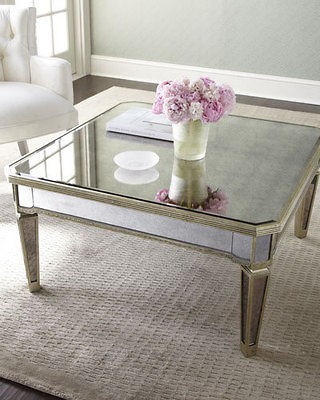 Shabby french style HORCHOW  AMELIE MIRRORED COFFEE TABLE