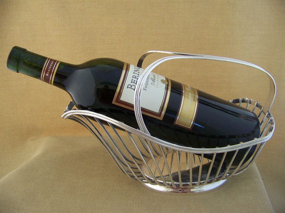   France GALLIA Silver plated Wine Bottle Basket Caddy Holder