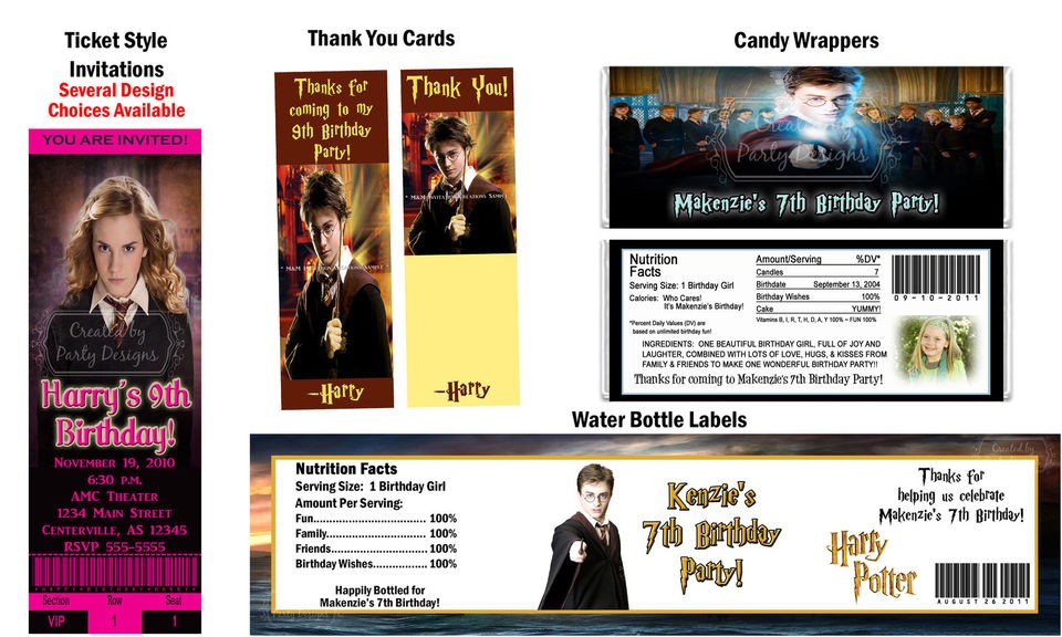 Harry Potter Wizard Movie ~ Birthday Party Ticket Invitations 