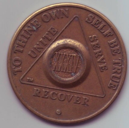 XXXIV 34 years   Alcoholics Anonymous AA medal token chip coin