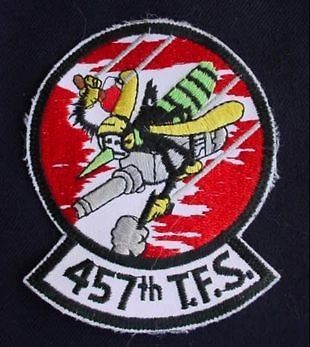 US Air Force 457th TFS Tactical Fighter Squadron Unirform Patch USAF