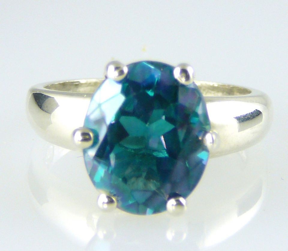 Oval Genuine, Natural Tahitian Blue Topaz Ring .925 SS Silver 6.00CTW