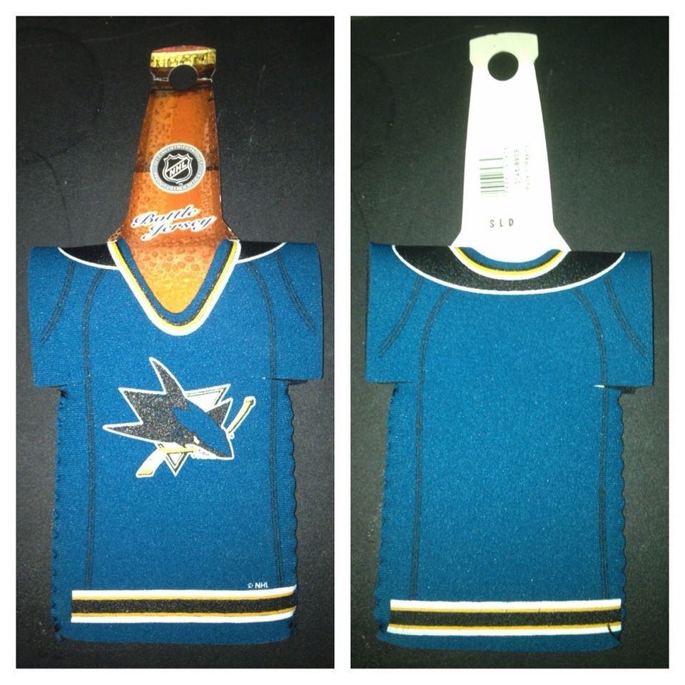 San Jose Sharks Bottle Jersey Beer Koozie SJ Hockey NHL Booze Drinking