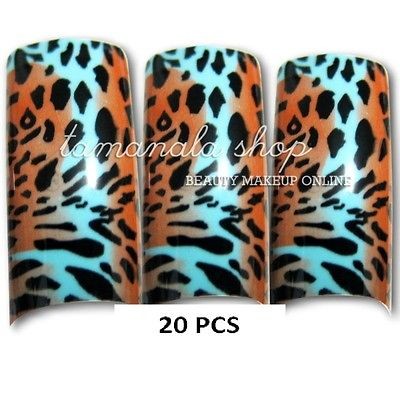 20PCS False Nails French manicure Fake Leopard Print Nail Art Tips 