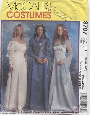 McCall Sewing Pattern 3797 Misses Renaissance Dresses Costume Pls Sz 
