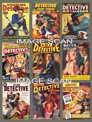 Set of 9 PULP FICTION Style DETECTIVE   Vintage Style Fridge Magnets