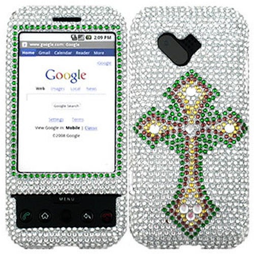 CROSS SILVER BLING RHINESTONE CASE COVER FOR HTC ANDROID G1 GOOGLE 
