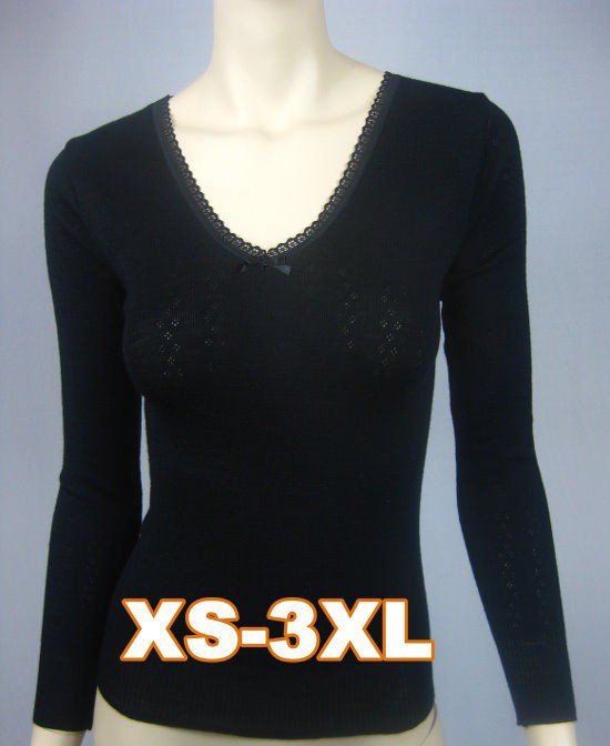   Women Long Sleeve PURE Merino Wool Thermal Underwear XS 3XL 16