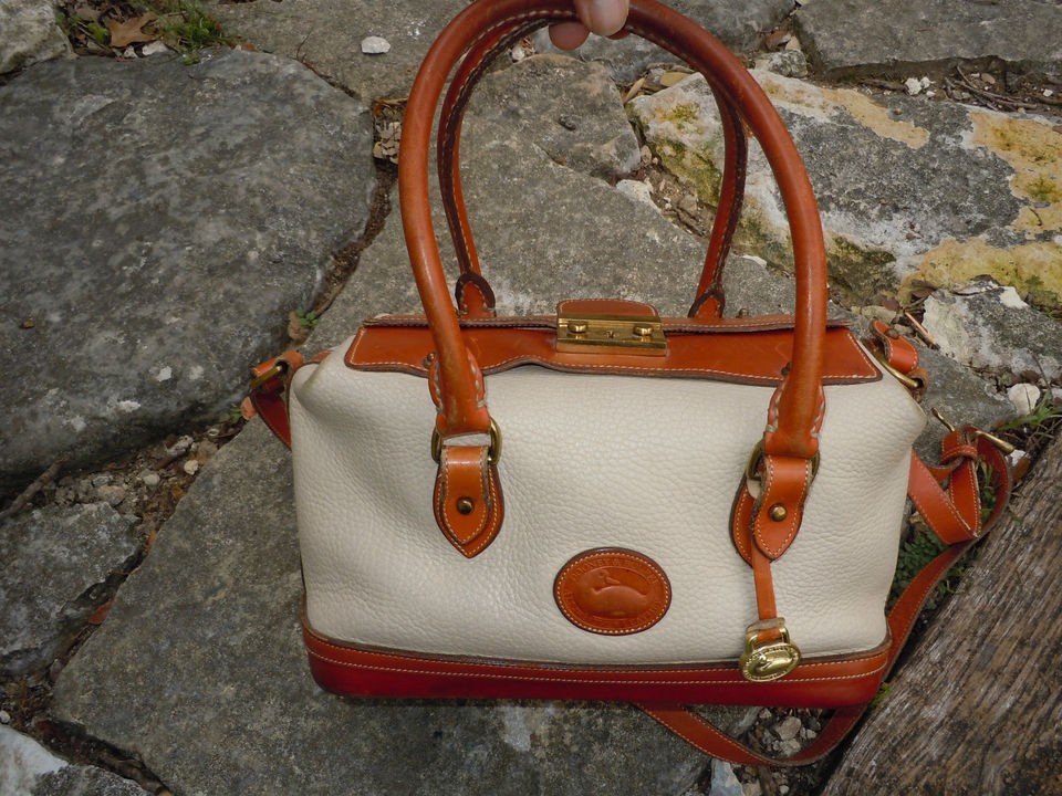 DOONEY BOURKE WHITE LEATHER HAND BAG ~ VINTAGE ~ VERY RARE ~ DBLE FLAP 