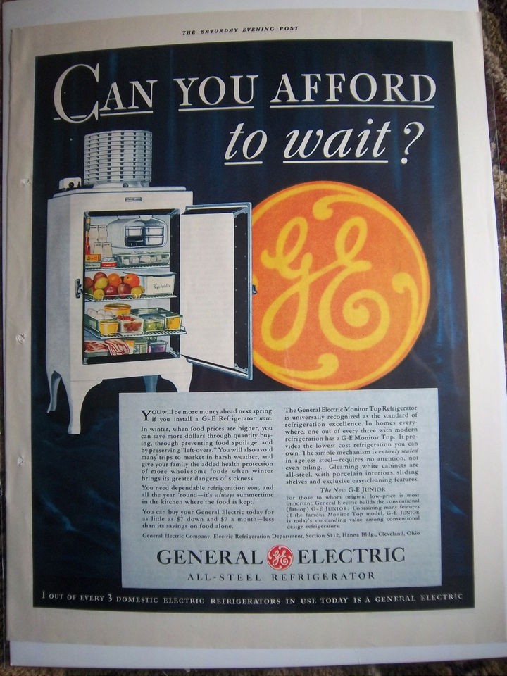 1932 Vintage GE General Electric All Steel Junior Refrigerator Monitor 