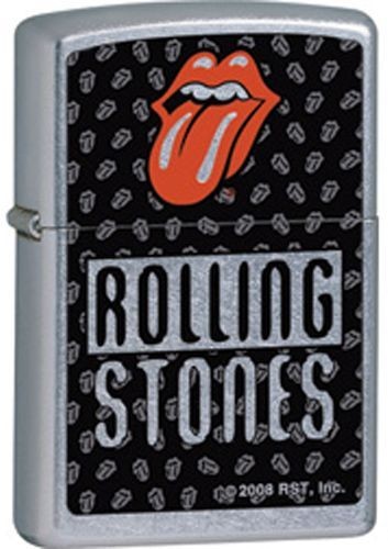   Lighter~Rolling Stones~Lips & Tongue Logo~Street Chrome~Zippo~24544