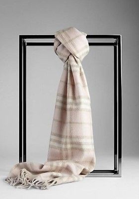 NWT BURBERRY Nova Check 100% Cashmere Scarf Muffler Pink $325