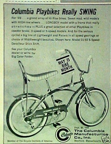 1969 Columbia Playbikes Sport 5 Bicycles~Bike Swing AD