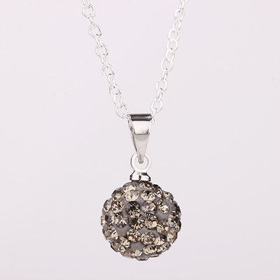   Special Price Crystal 10mm Disco Ball Pendant Silver Chains Necklace
