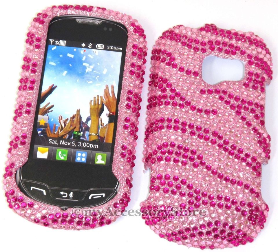   LG Extravert Pink Zebra Rhinestones Glitter Bling Cell Phone Case