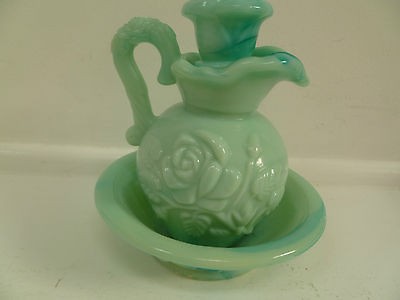 Vintage Avon Green Marbelized Milk Glass Perfume Bottle