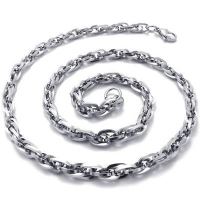20 5.5mm Silver Tone Stainless Steel Link Mens Necklace Chain A21195