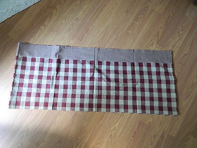 Country Kitchen Window Valance 72 burgandy and tan checked. New 