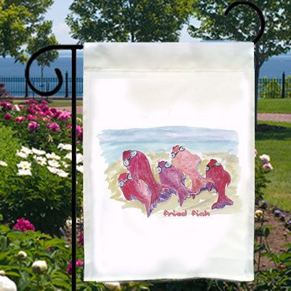   FRIED FISH NEW Small Garden Flag Banner Free Ship USA Home, Boat, Bar