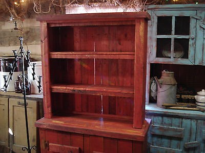 Handmade Primitive Looking Hutch  Red Color  A Must See