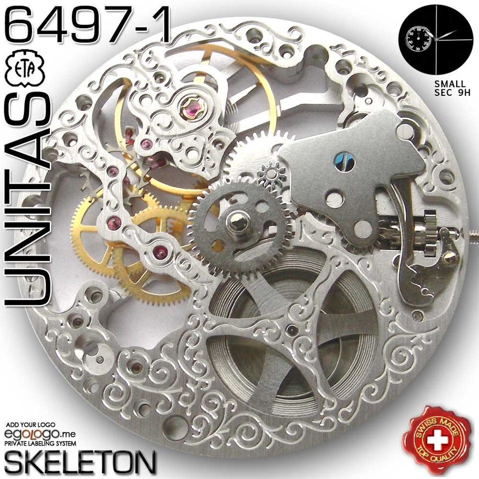 MOVEMENT ETA UNITAS 6497 1, CLASSICAL SKELETON FINE FINISHED, SMALL 