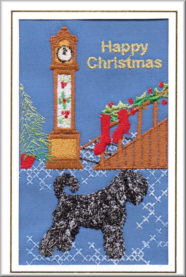 Russian Black Terrier Christmas Card Embroidered by Dogmania