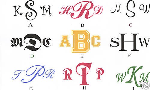 LARGER NAME MONOGRAM INITIAL DECALS Stickers AUTO CAR LAPTOP 5 x 7