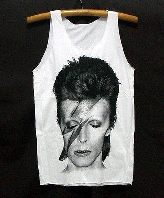 New David Bowie singlet tank top shirt Vintage rock tour white 35 M