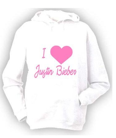 Personalised I love/heart Justin Bieber, JB hoody