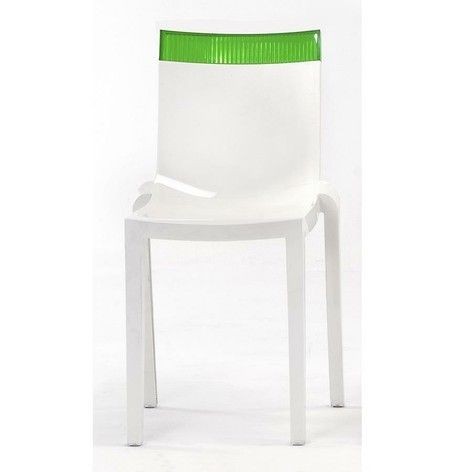 Kartell Hi Cut Dining Chair by Philippe Starck Glossy White Green Top 