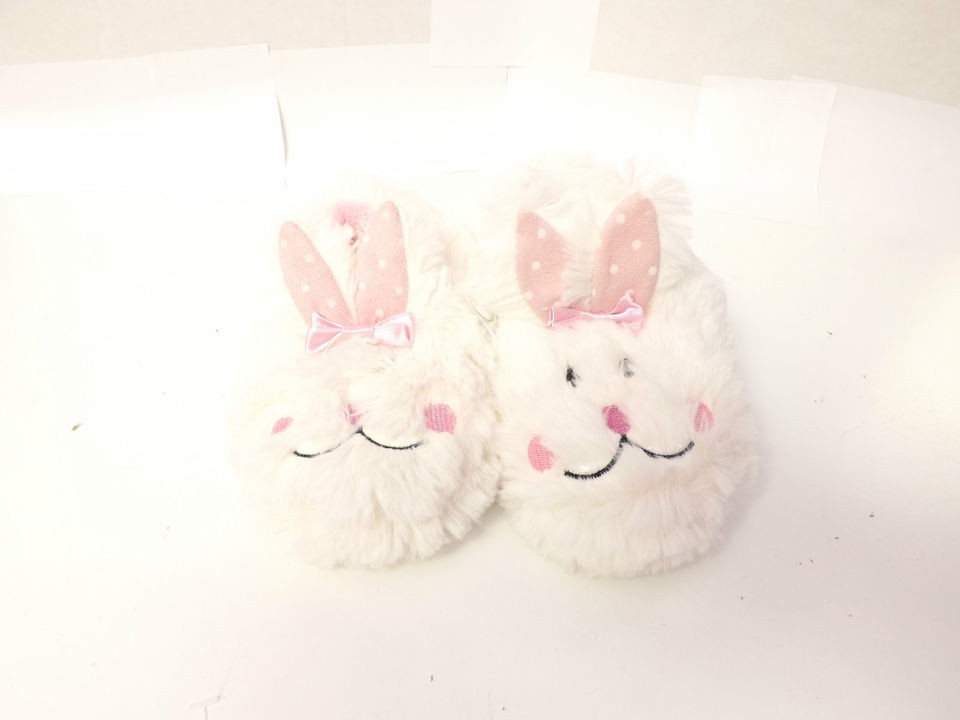 NWT Plush Bunny Rabbit WHITE Slip On Girls Toddler Slippers Shoes 5/6 