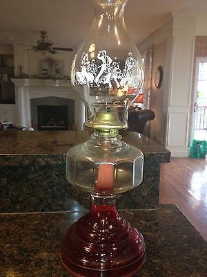 vintage oil lamp eagle art glass hurricane lamps time left