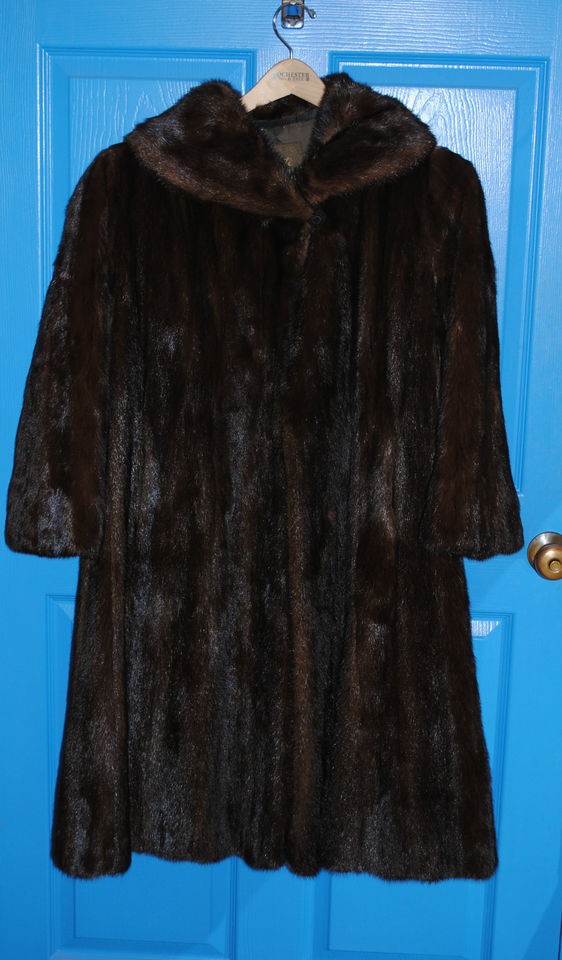 Natural Mahogany Mink Coat, Full Length, size 10 14, Mint Condition 