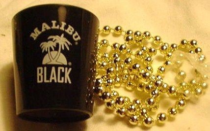 Malibu Black RumShot Glass on a String of Beads.Plastic.NEW