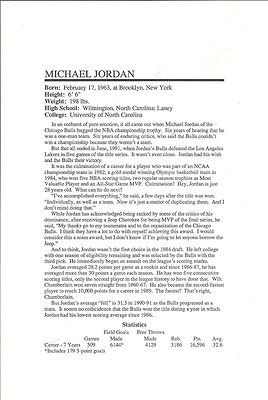 camera ready biography sheet michael jordan 1991 