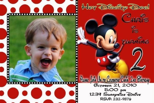 mickey mouse custom photo birthday invitation  1