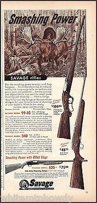1954 SAVAGE RIFLE 2/3 page AD Model 99 EG~340 Bolt Action~St​evens 